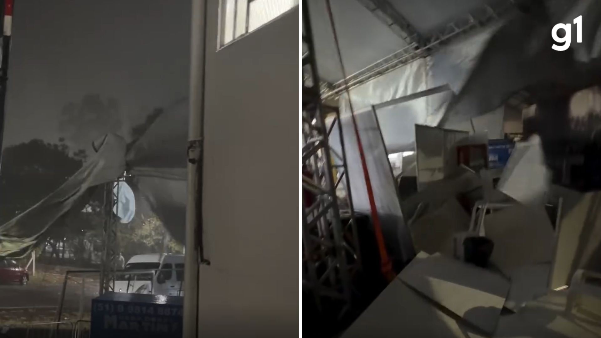 VÍDEO: Show é cancelado e público é retirado após vendaval causar danos em estrutura de evento no RS