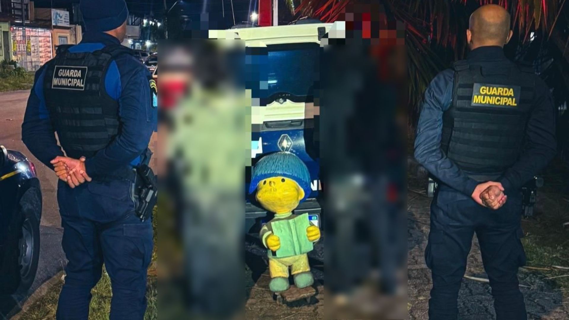 Estátua de Betinho, que ficava ao lado de Mafalda, é vandalizada em Pelotas; FOTO de 'enquadro' do personagem chama atenção