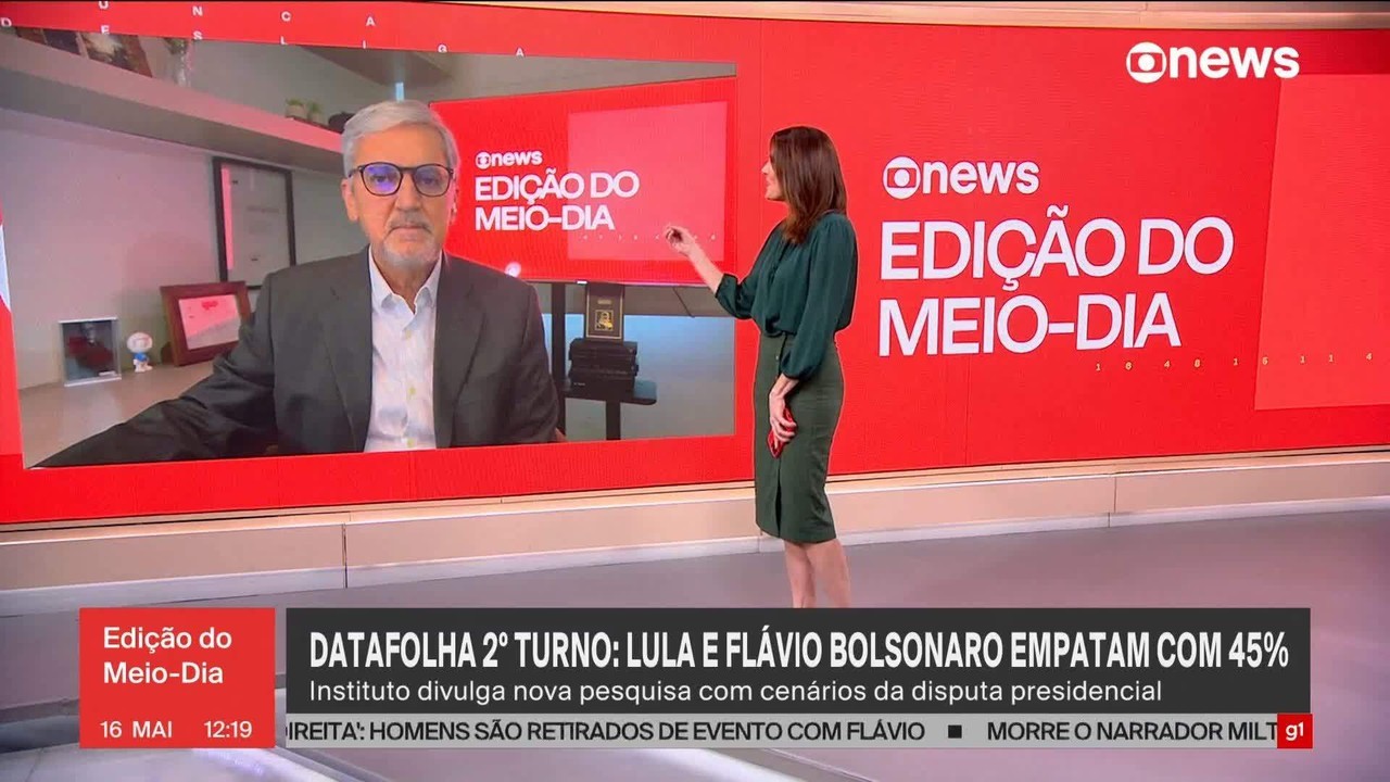 Datafolha 2º turno: Lula e Flávio têm 45% das intenções de voto