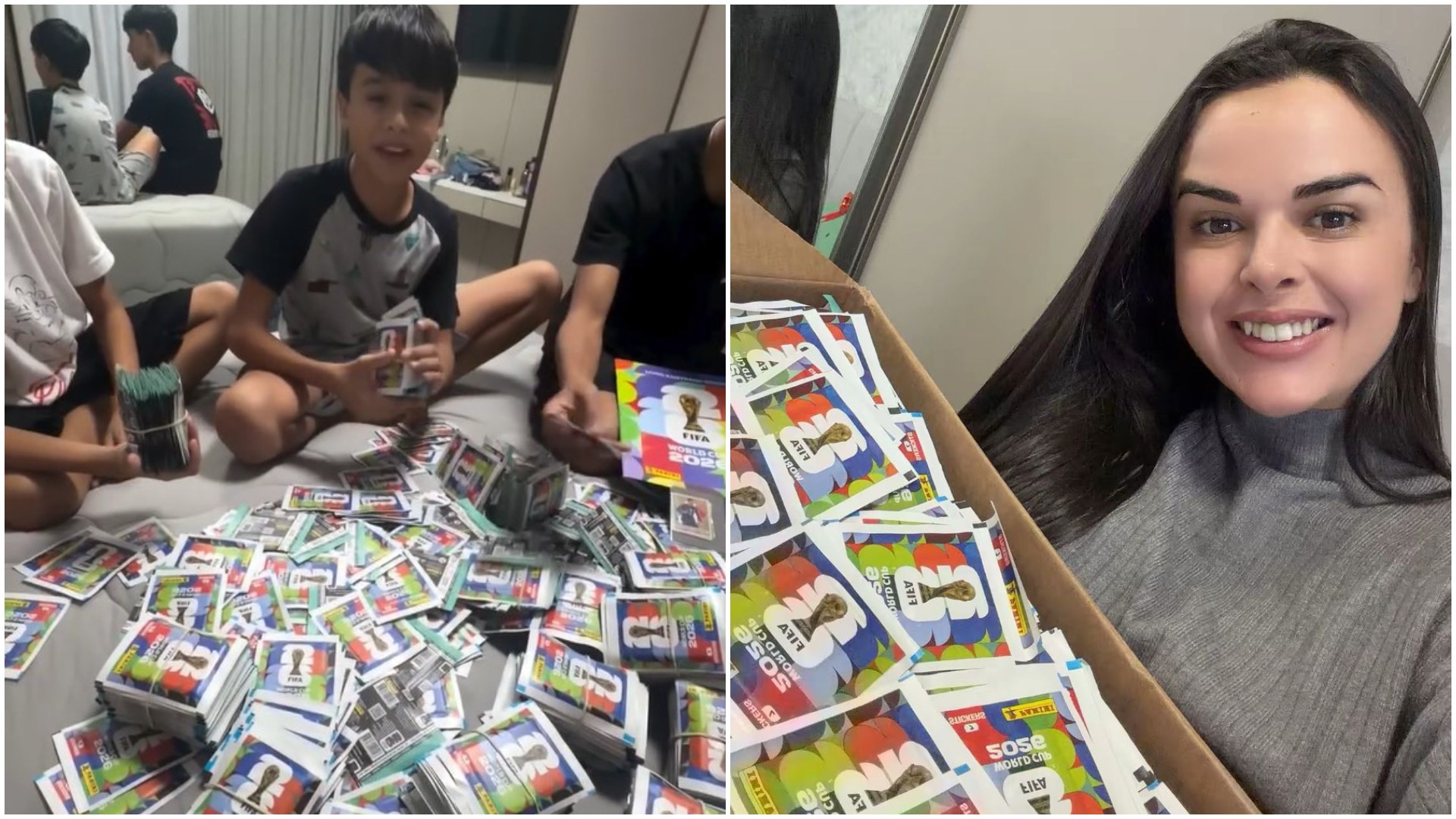 Mãe compra 14 mil figurinhas da Copa para filho completar álbum e vídeo viraliza