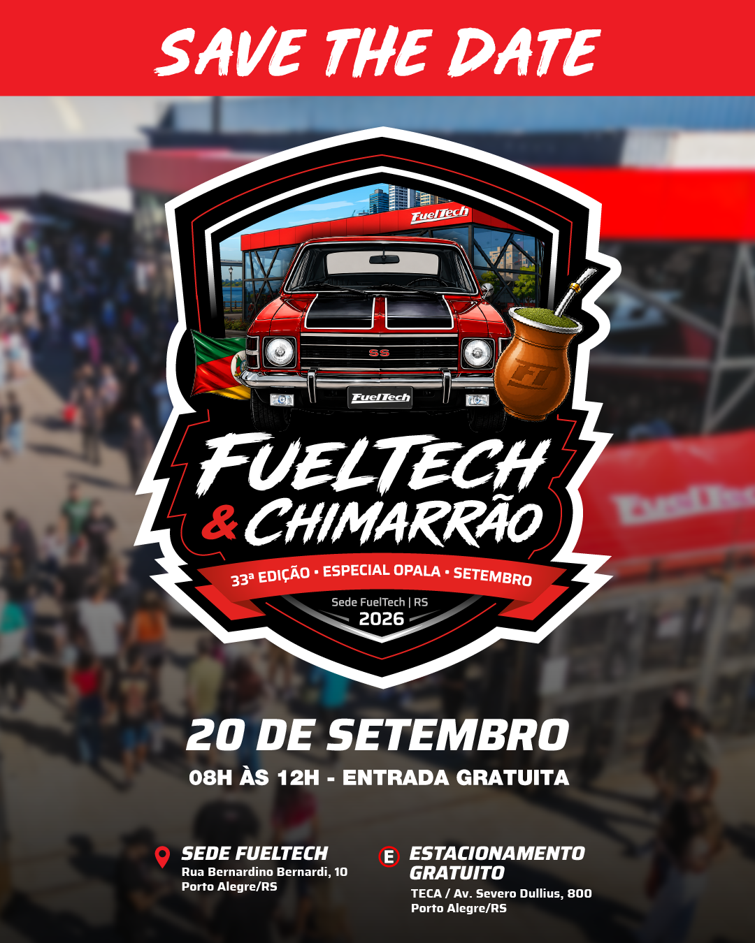 Com entrada franca e distribuição gratuita de erva-mate, FuelTech & Chimarrão - Especial Opala ocorre neste domingo (20/9)