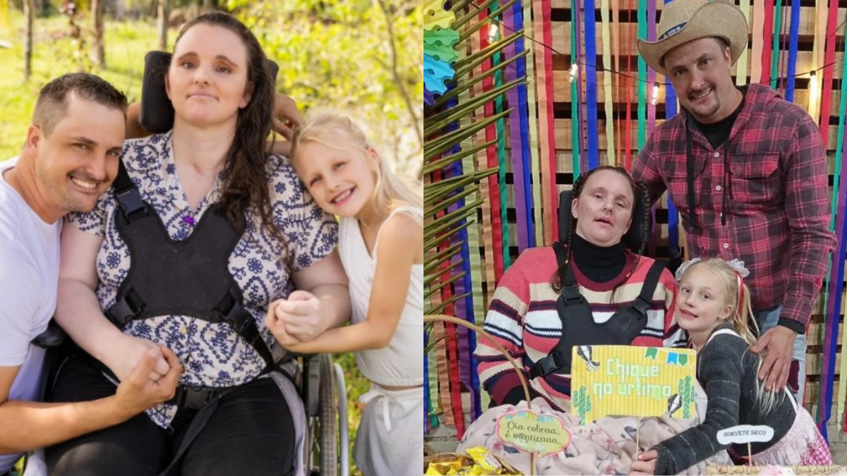 Pai e filha deixam própria rotina de lado após mãe sofrer AVC aos 31 anos e perder movimentos e fala