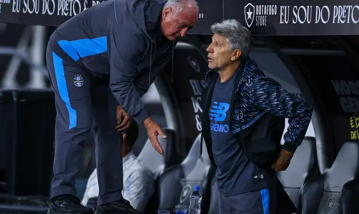 Grêmio perde no Rio com Felipão e Renato na casamata