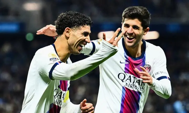 Hakimi tem noite de gala, PSG supera susto do lanterna e goleia na Ligue 1