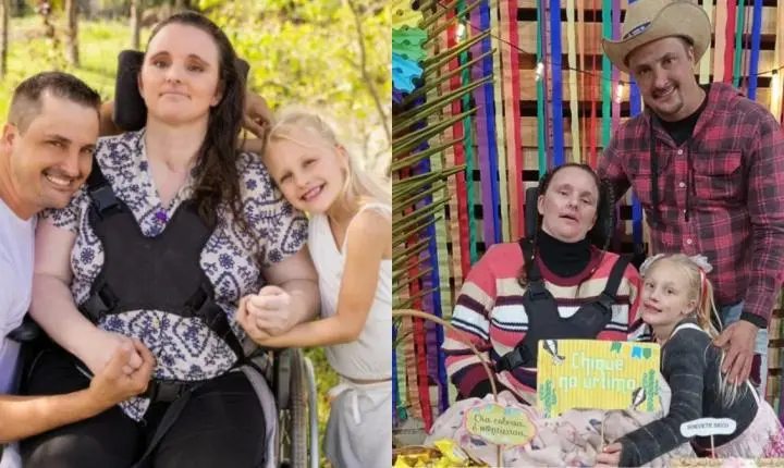 Pai e filha deixam própria rotina de lado após mãe sofrer AVC aos 31 anos e perder movimentos e fala
